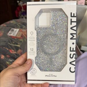 Case-Mate iPhone 15 Plus Glitter Case - Silver Sparkle